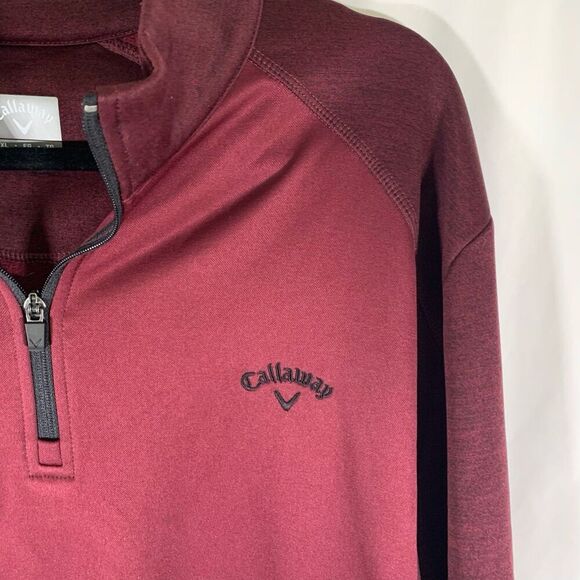 Callaway Golf Sweater Men's XL Red 1/4 Zip Pullover Zip Pocket Long Sleeve - Picture 2 of 8